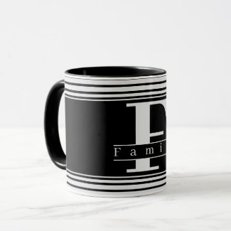 Family Personalized Monogram Black & White Mug