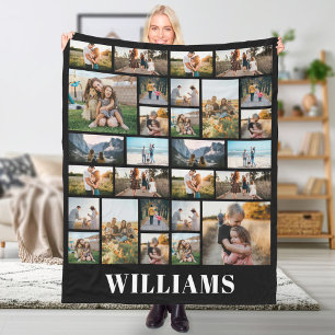 Family Personalized Name Custom Photo Collage Fleece Blanket