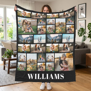 Family Personalized Name Custom Photo Collage Fleece Blanket
