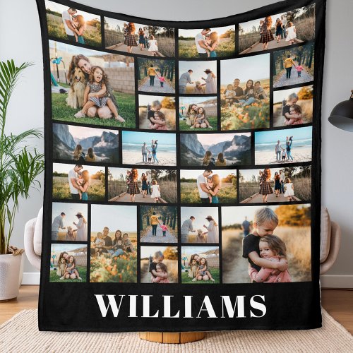 Family Personalized Name Custom Photo Collage Fleece Blanket