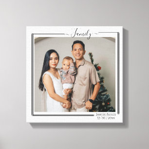Family Personalized Photo and Text Typography Canv Canvas Print