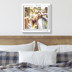 Family Personalized Photo and Text Typography Canvas Print