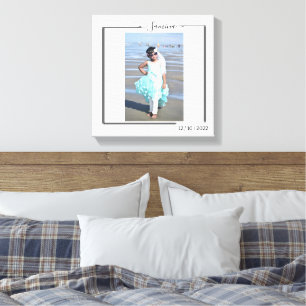 Family Personalized Photo and Text Typography Canvas Print