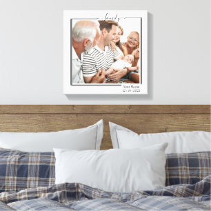 Family Personalized Photo and Text Typography Canvas Print