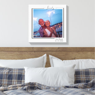 Family Personalized Photo and Text Typography Canvas Print