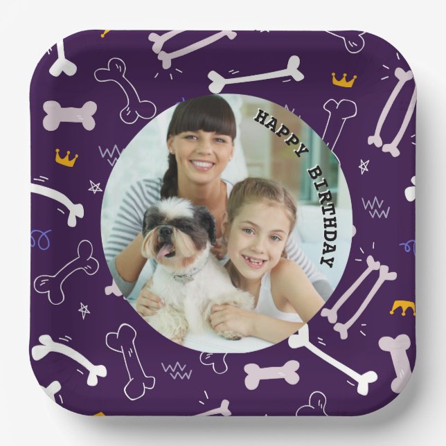 Family Personalized Photo birthday  Paper Plates (Front)