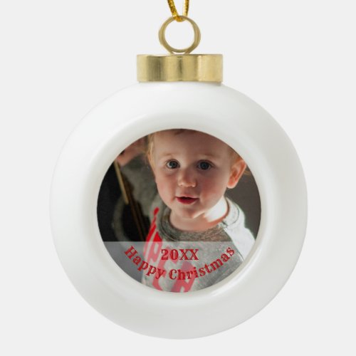 Family Personalized Photo Ceramic Ball Christmas Ornament