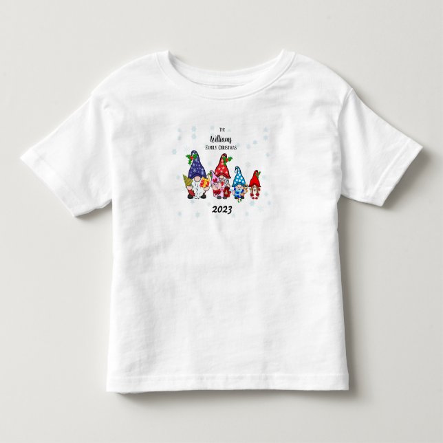 Family Personalized Toddler Family Gnome girl baby T-shirt (Front)
