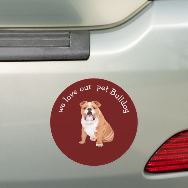 Family Pet Bulldog Travel Car Magnet (In Situ)