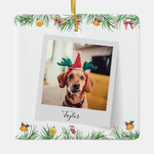 Family Pet Dog Photo Christmas Holiday Keepsake Ceramic Ornament
