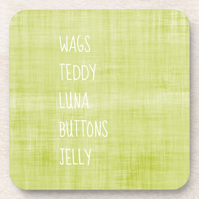 Family Pet NAMES Timeless Keepsake Decor Lime Fun Beverage Coaster (Front)
