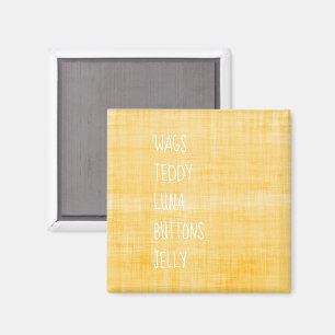 Family PET Names Timeless Keepsake Decor Yellow Magnet