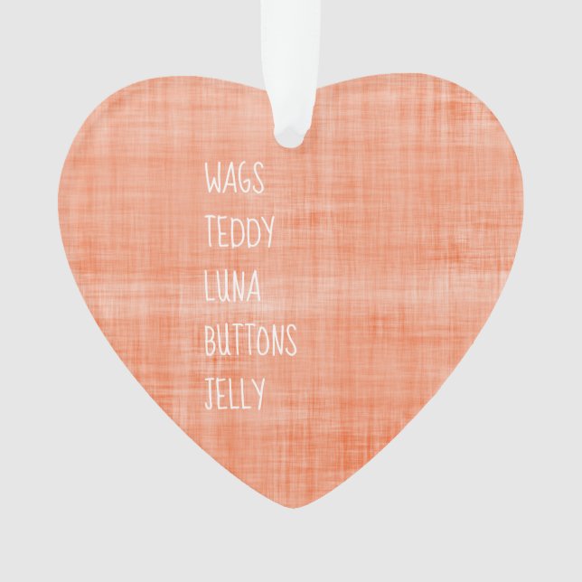 Family Pet Names Timeless Keepsake Message Joy Ornament (Front)