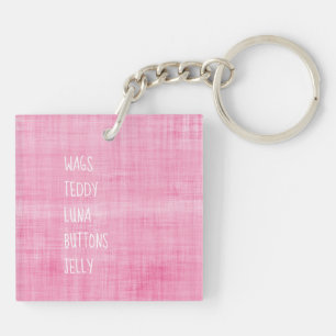 Family PET Names Timeless Keepsake Pink Cats Dogs Keychain