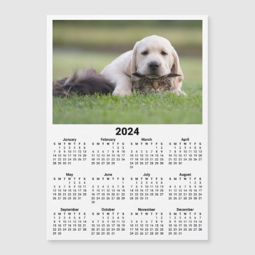 Family Pet Photo Black 2024 Magnetic Calendar