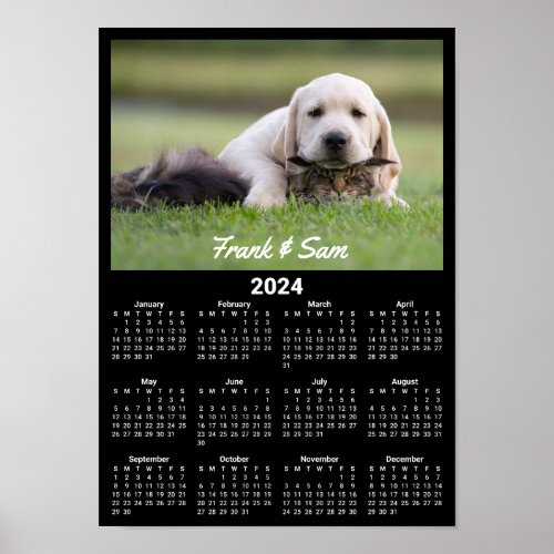 Family Pet Photo Black and White 2024 Poster