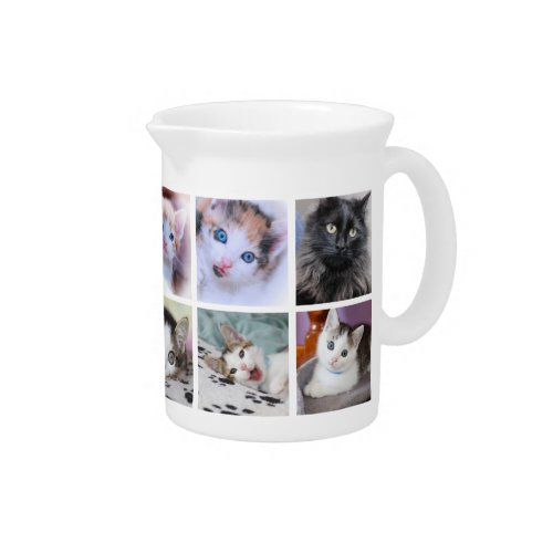 Family Pet Photo Collage Beverage Pitcher