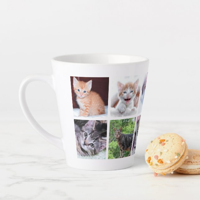 Family Pet Photo Collage Latte Mug (In Situ)