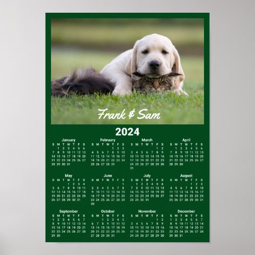 Family Pet Photo Dark Green and White 2024 Poster