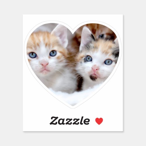 Family Pet Photo Heart Shape Sticker