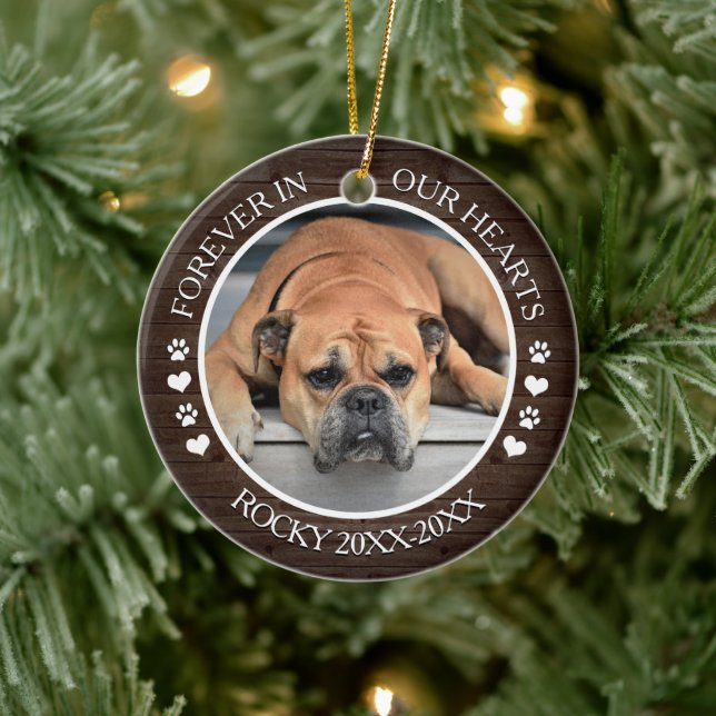 Family Pet Photo Memorial Ceramic Ornament (Tree)