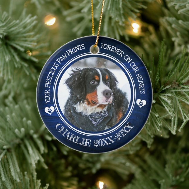 Family Pet Photo Memorial Ceramic Ornament (Tree)
