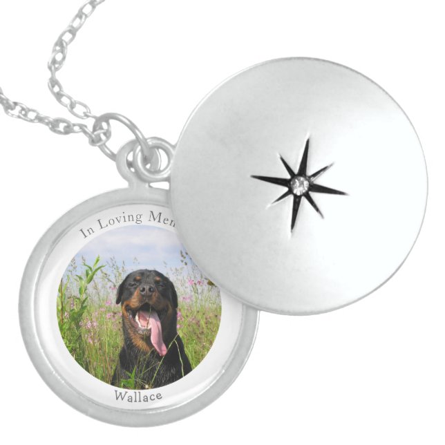 Family Pet Photo Memorial Custom Name Locket Necklace (Front)