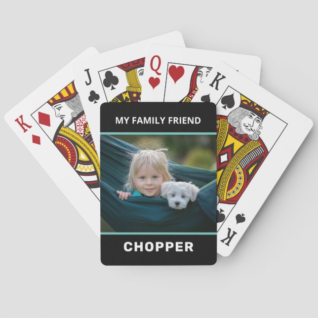 Family Pet Photo Personalize Poker Cards (Back)