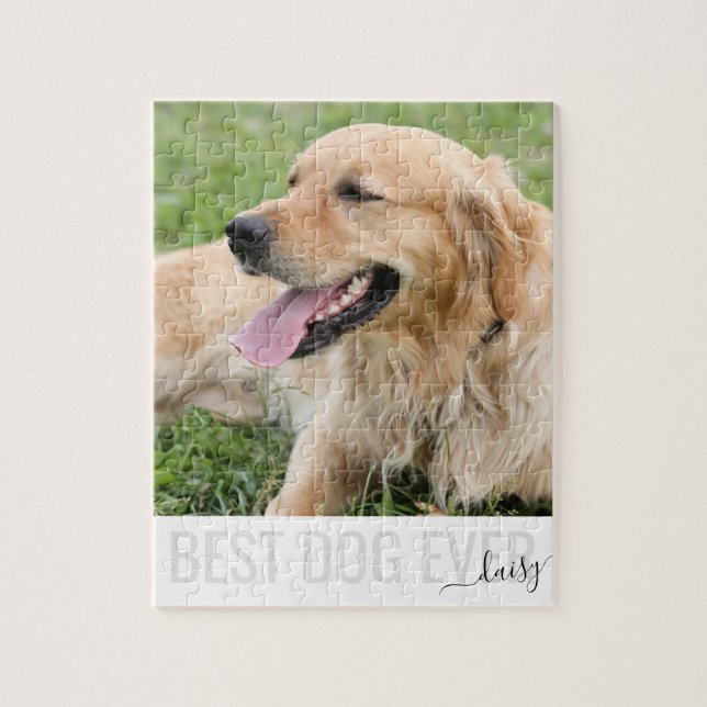 Family Pet Photo Personalized Best Dog Ever Jigsaw Puzzle (Vertical)