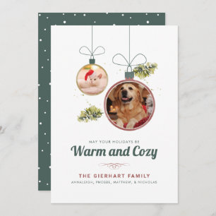 Family Pet Photos Modern Christmas Holiday Card