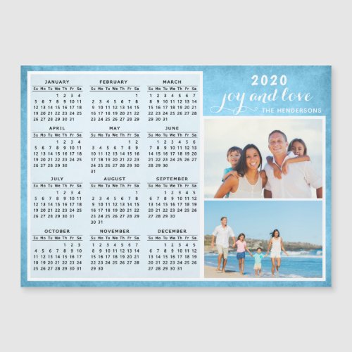 Family Photo 2020 Magnetic Calendar  Blue