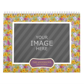 Family Photo 2024 Calendar Floral Backgrounds by superdazzle at Zazzle
