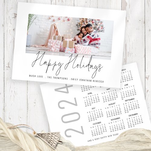 Family Photo 2024 Calendar Script Happy Holidays Holiday Card