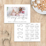 Family Photo 2025 Calendar Script Merry Christmas  Holiday Card<br><div class="desc">Family Photo 2025 Calendar Script Merry Christmas.   Simply replace the sample photo with your own and personalise with your greeting and names at the bottom. Merry Christmas is in a stylish set script. On the back is a handy 2025 calendar for your recipients.</div>