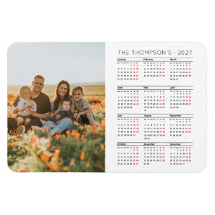 Family Photo 2027 Calendar 12 Month Monogram Magnet