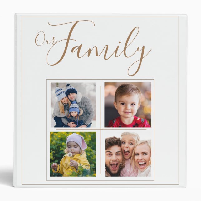 Family Photo 4 Collage Personalized 3 Ring Binder (Front)