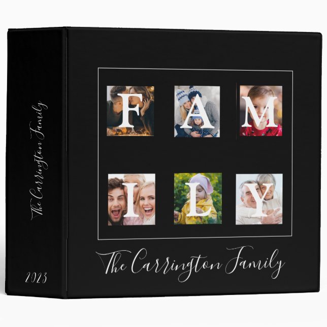 Family Photo 6 Collage Personalized 3 Ring Binder (Front/Spine)