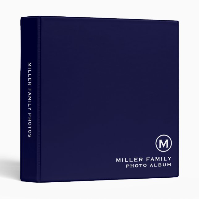 Family Photo Album 3 Ring Binder Monogram Initial (Front/Spine)