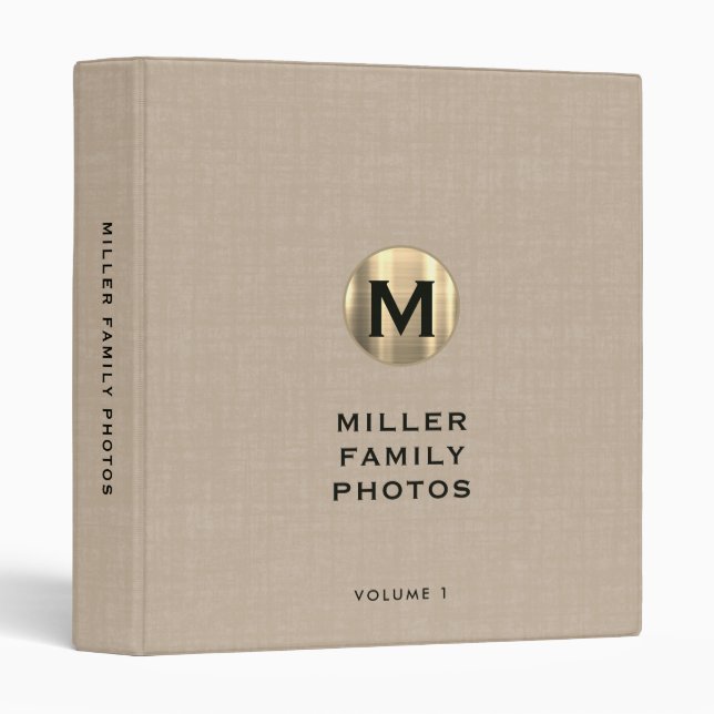 Family Photo Album Binder Monogram Initial Emblem (Front/Spine)