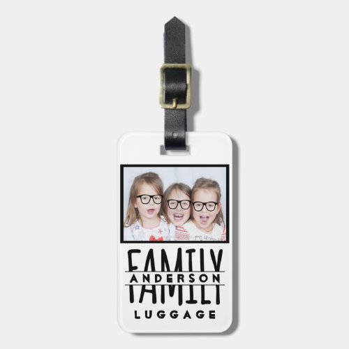 Family Photo and Name Personalized Template Modern Luggage Tag