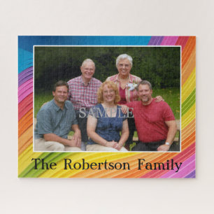 Family photo and personalize with Name Jigsaw Puzzle