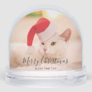 Family Photo and Pet Cat Holidays Custom Snow Globe