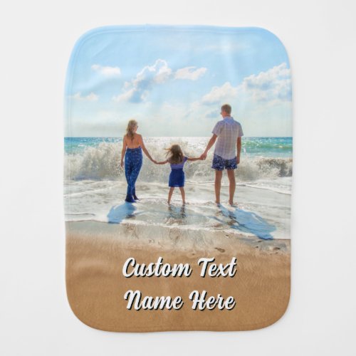 Family Photo Baby Burp Cloth Personalized Text