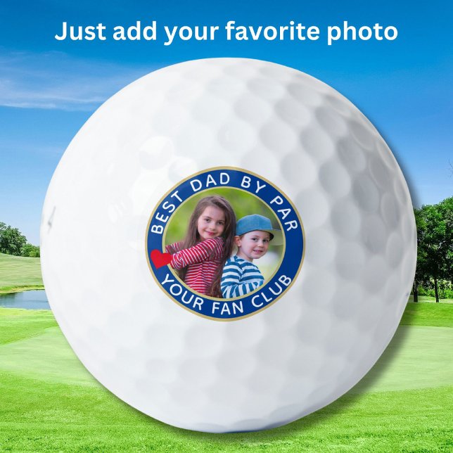 Family Photo Best Dad By Par Custom  Golf Balls (Creator Uploaded)