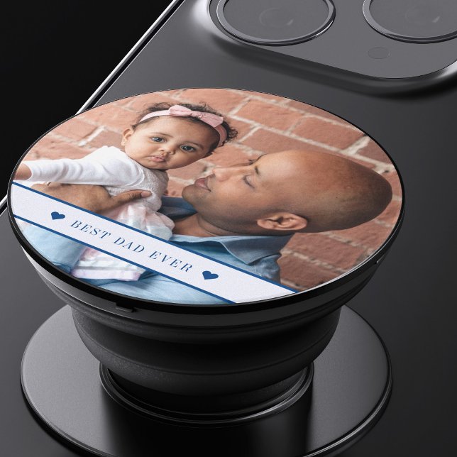 Family photo best dad ever simple modern PopSocket (Creator Uploaded)
