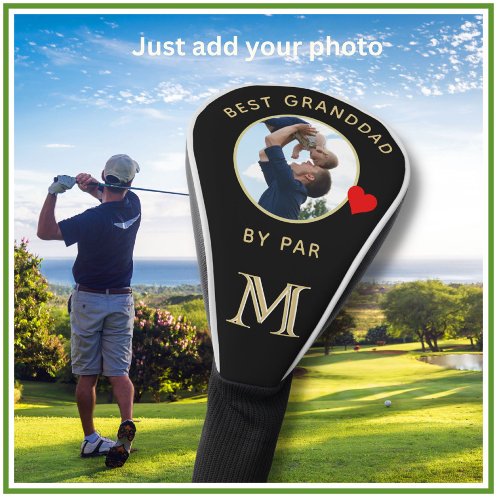 Family Photo Best Granddad Heart Custom Monogram  Golf Head Cover