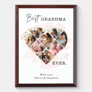 Family Photo Best Grandma Ever Heart Shape 8 Photo Award Plaque