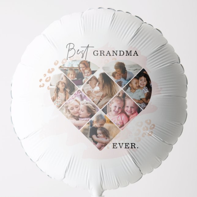 Family Photo Best Grandma Ever Heart Shape 8 Photo Balloon (Front)