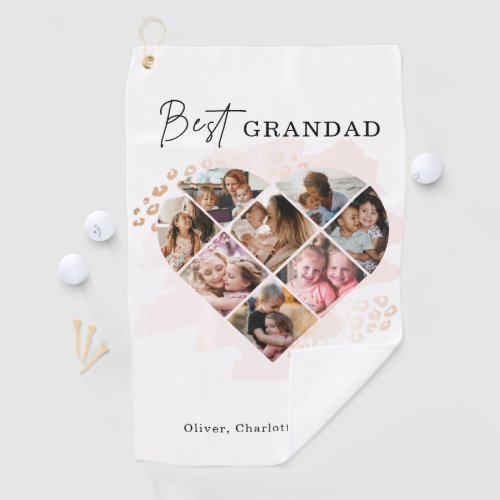 Family Photo Best Grandma Ever Heart Shape 8 Photo Golf Towel