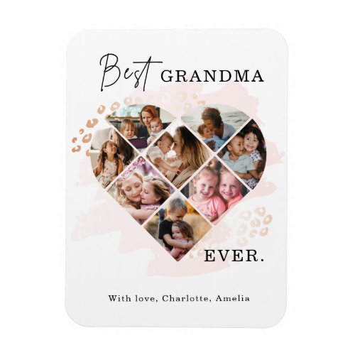 Family Photo Best Grandma Ever Heart Shape 8 Photo Magnet